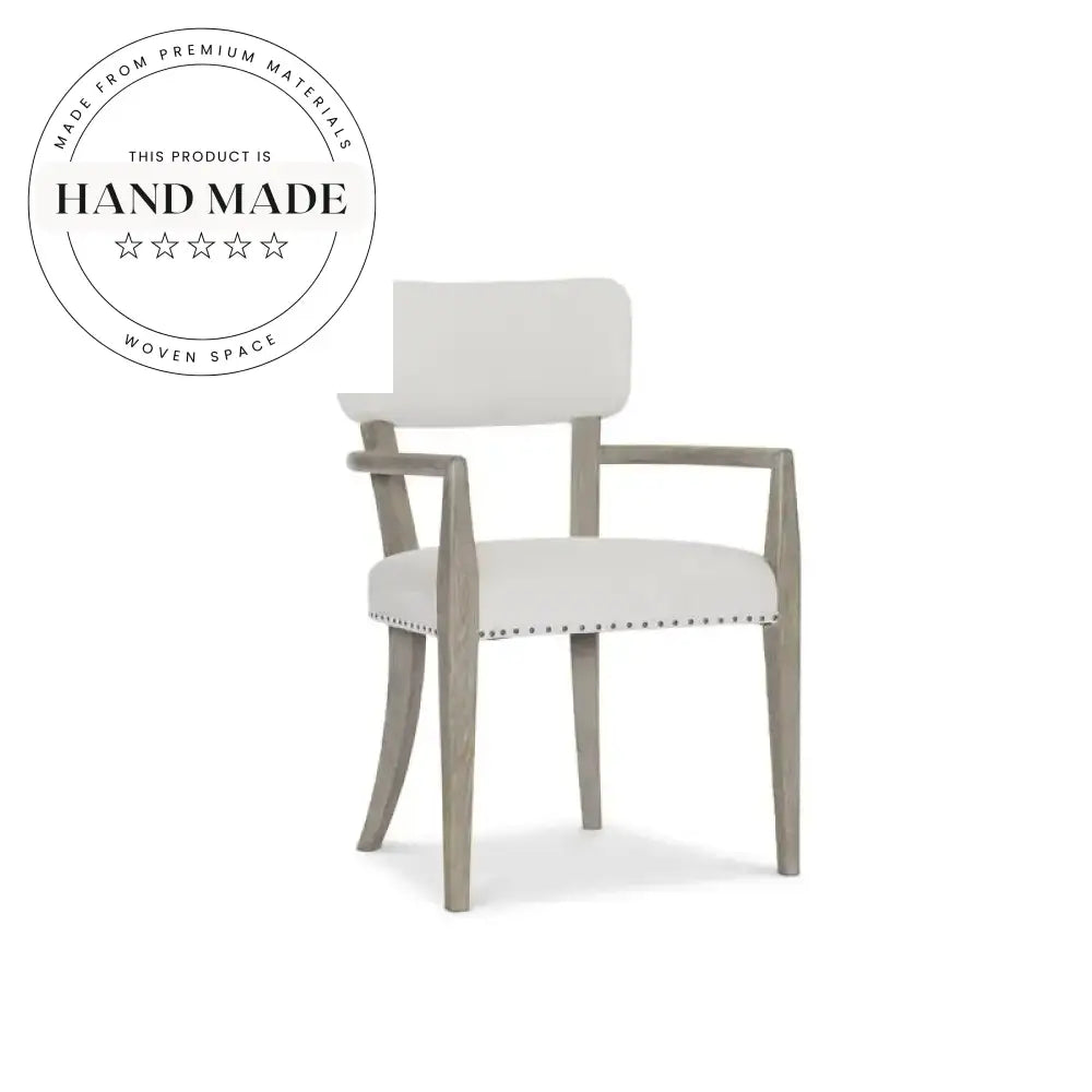 Modern Nordic Solid Wood Dining Chair with Fabric Armrests