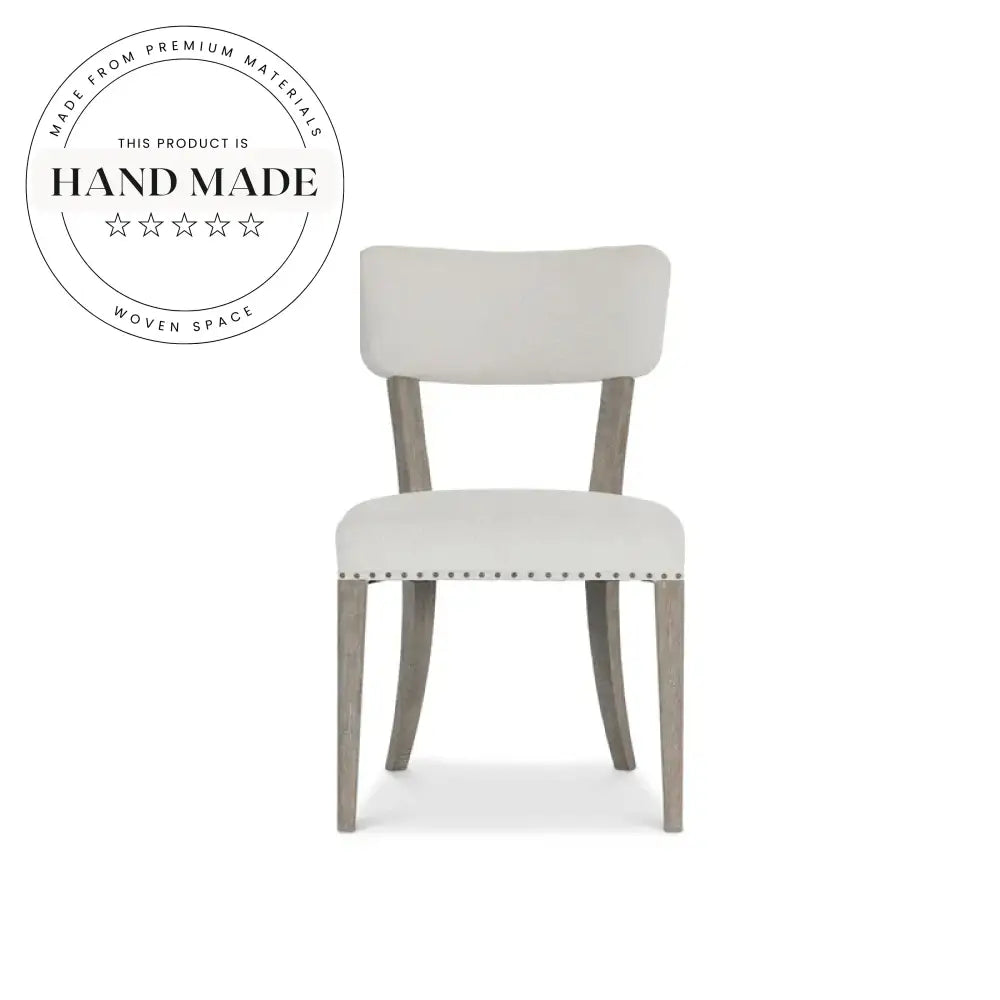 Modern Nordic Solid Wood Dining Chair with Fabric Armrests