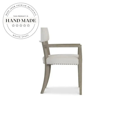 Modern Nordic Solid Wood Dining Chair with Fabric Armrests