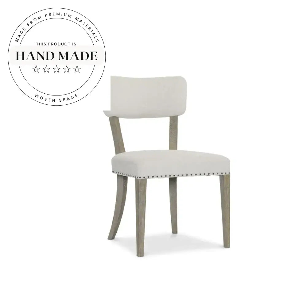 Modern Nordic Solid Wood Dining Chair with Fabric Armrests