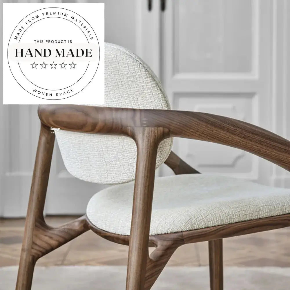 Modern Nordic Solid Wood Fabric Upholstered Hotel Armchair Dining Chair