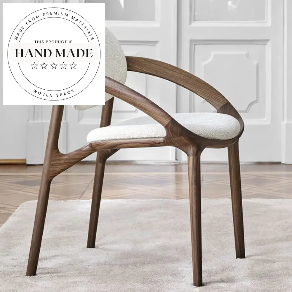 Modern Nordic Solid Wood Fabric Upholstered Hotel Armchair Dining Chair