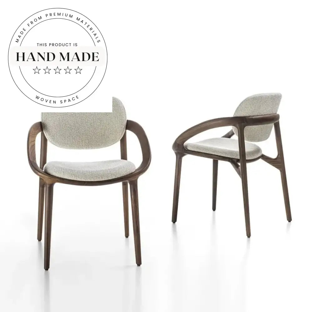 Modern Nordic Solid Wood Fabric Upholstered Hotel Armchair Dining Chair