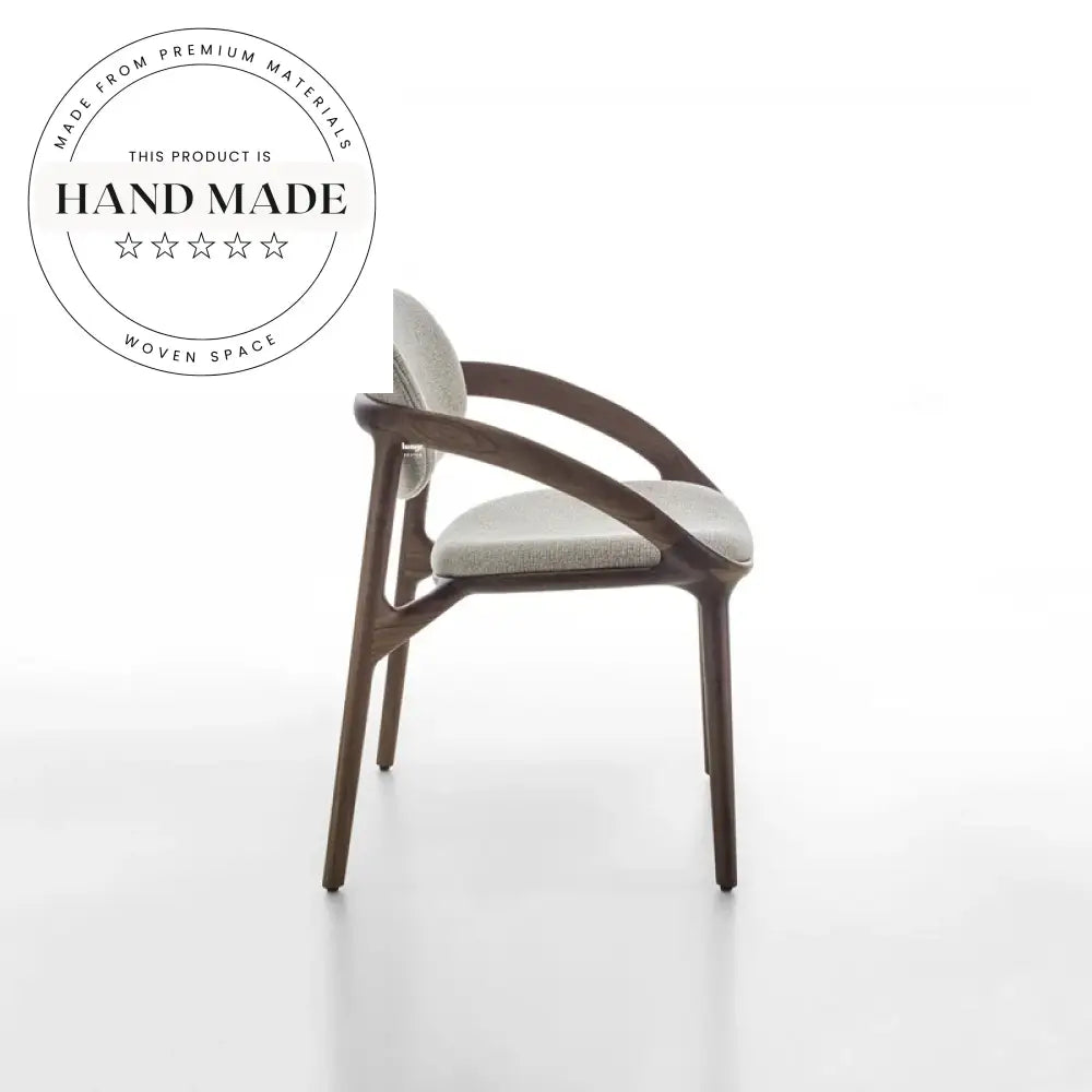 Modern Nordic Solid Wood Fabric Upholstered Hotel Armchair Dining Chair