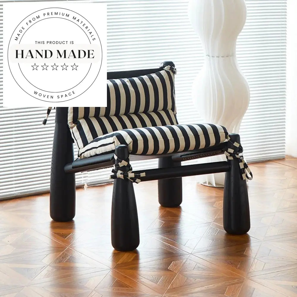 Modern Nordic Solid Wood Leather Accent Lounge Chair for Living Room