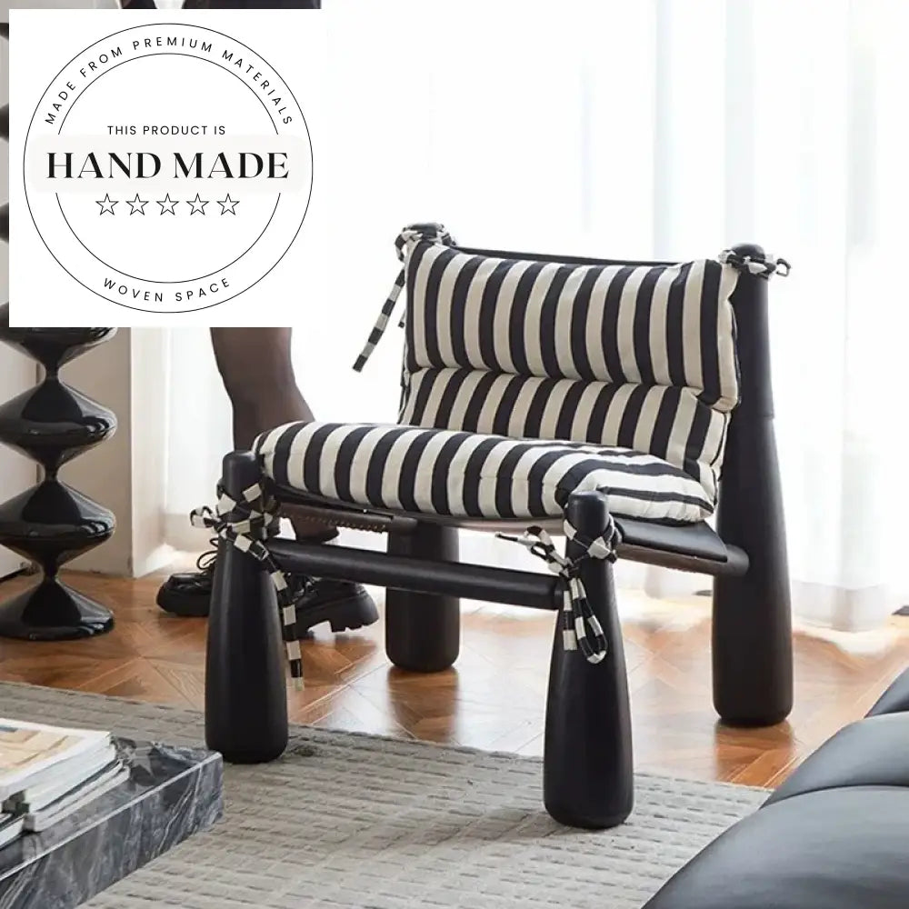 Modern Nordic Solid Wood Leather Accent Lounge Chair for Living Room