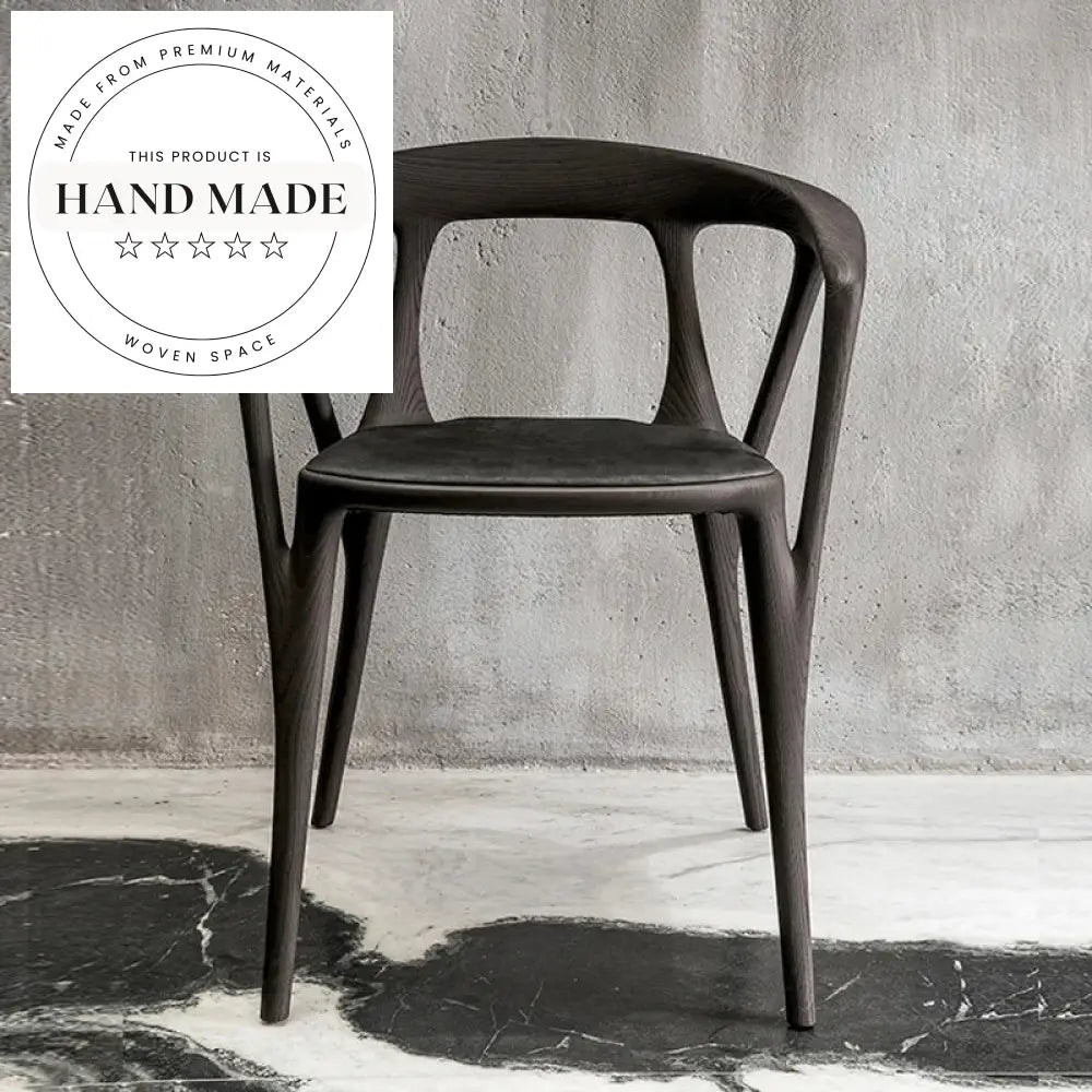 Modern Nordic Solid Wood Leather Armrest Designer Kitchen Dining Chair