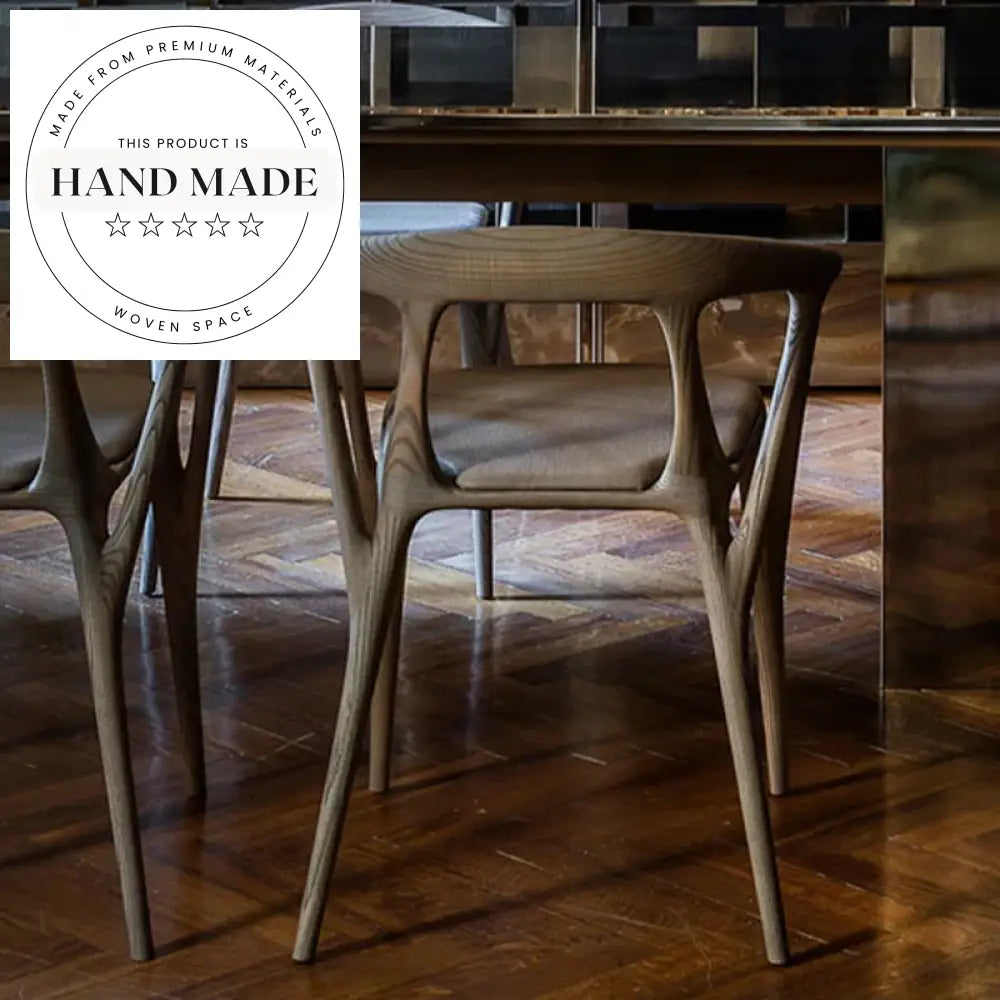 Modern Nordic Solid Wood Leather Armrest Designer Kitchen Dining Chair