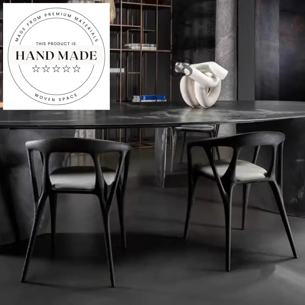 Modern Nordic Solid Wood Leather Armrest Designer Kitchen Dining Chair