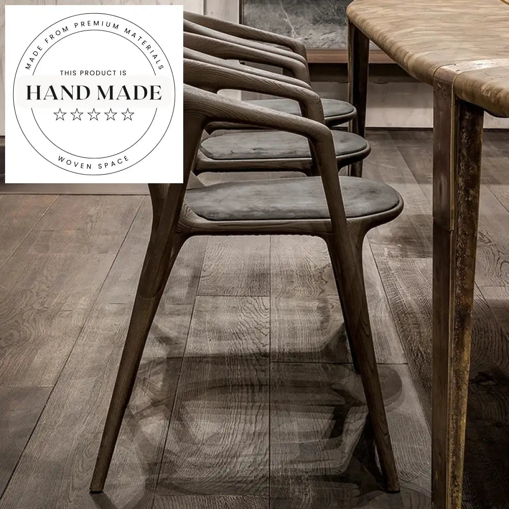 Modern Nordic Solid Wood Leather Armrest Designer Kitchen Dining Chair