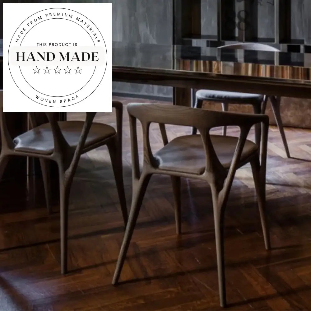 Modern Nordic Solid Wood Leather Armrest Designer Kitchen Dining Chair