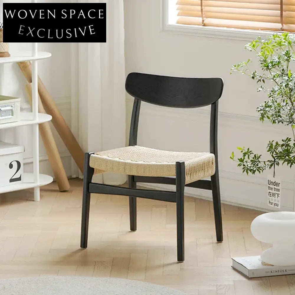 Modern Nordic Solid Wood Rattan Seat Dining Cafe Chair for Leisure Areas