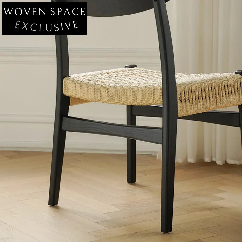 Modern Nordic Solid Wood Rattan Seat Dining Cafe Chair for Leisure Areas