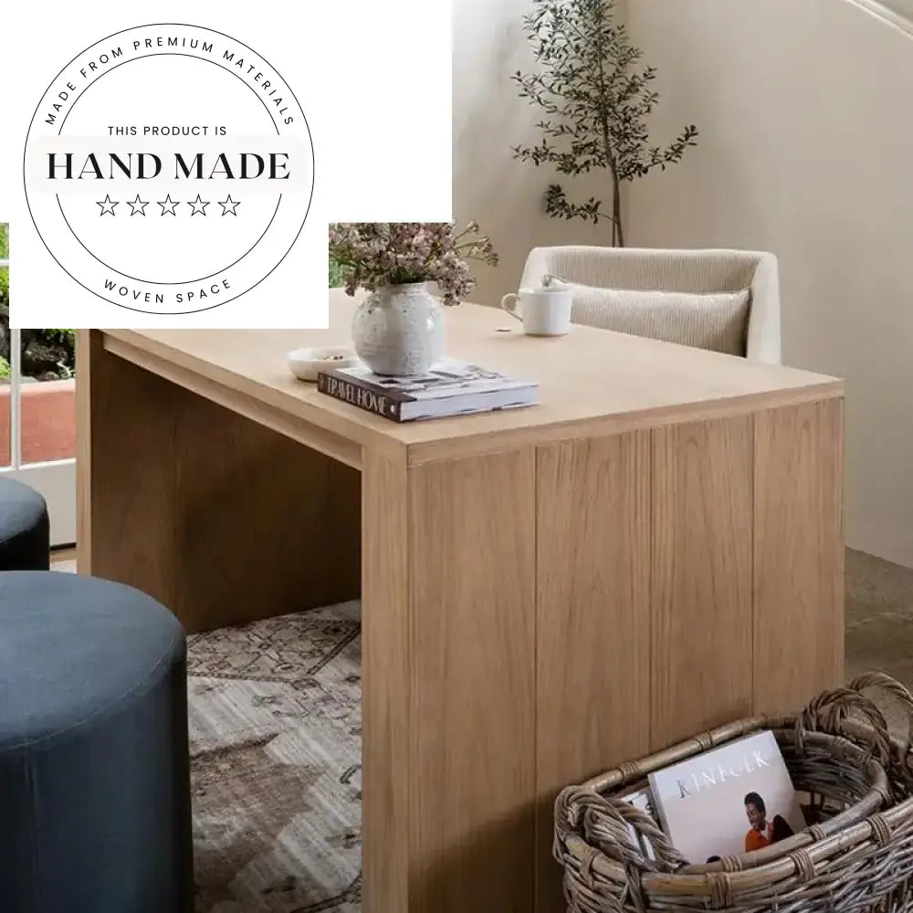 Modern Nordic Solid Wood Rectangle Storage Study Office Desk