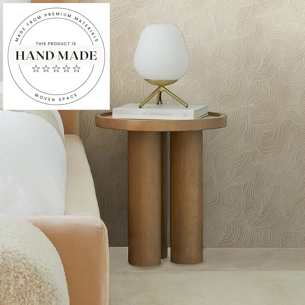 Modern Nordic Solid Wood Round Tray Living Room Side Table