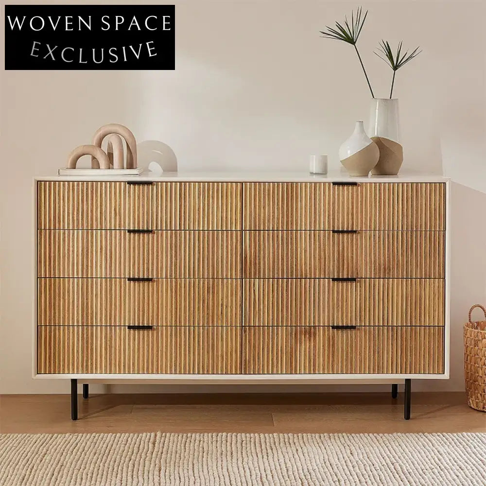 Modern Nordic Solid Wood Sideboard: Elegant Living Room Console Table Storage