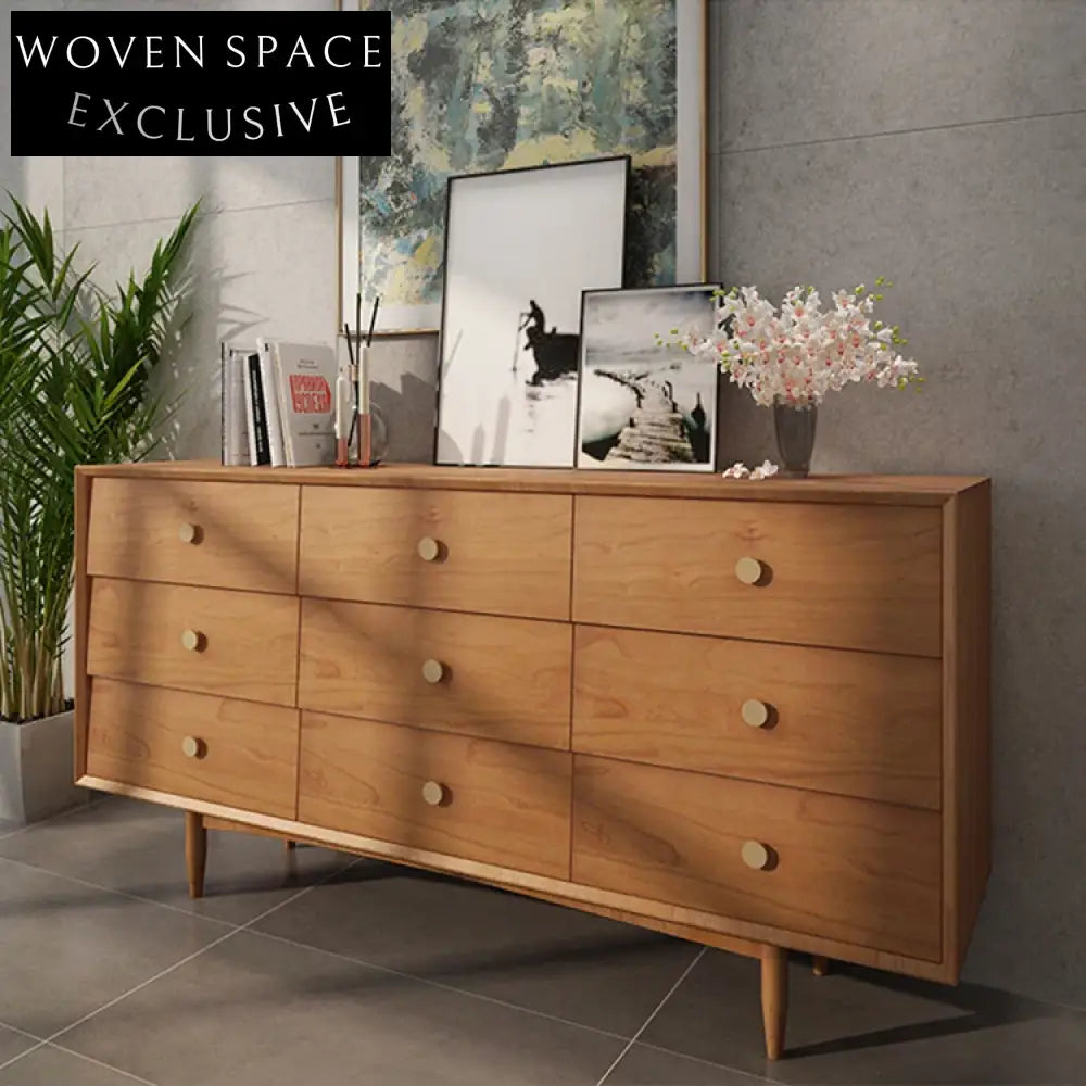 Modern Nordic Solid Wood Sideboard Entryway Storage Cabinet with Doors