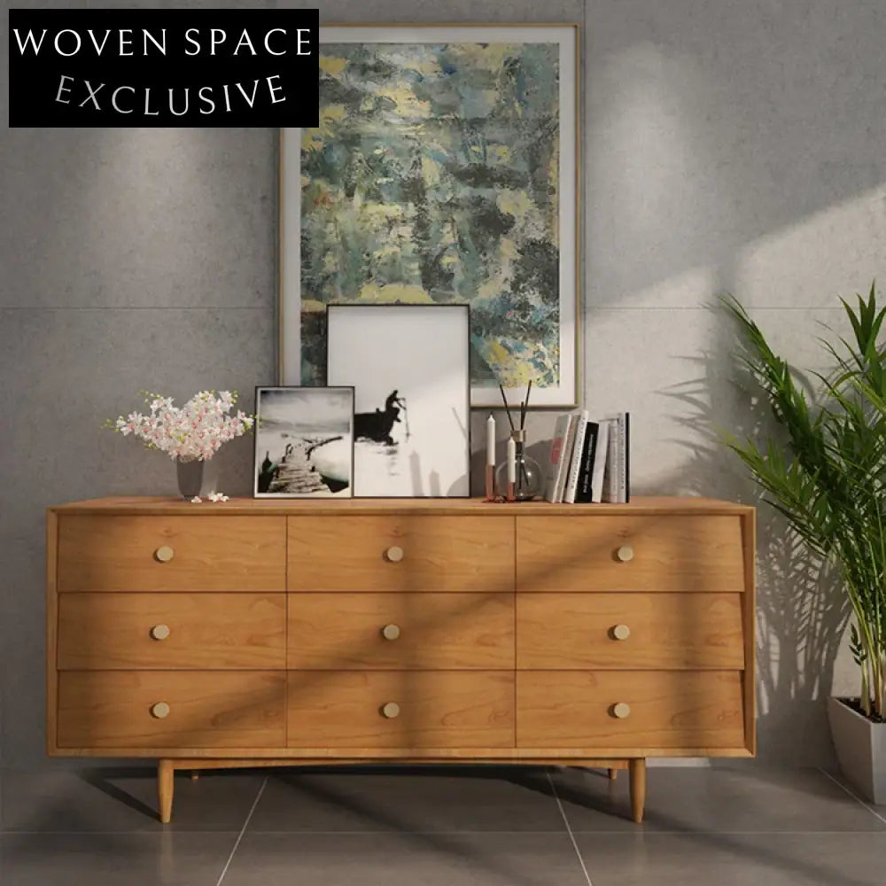 Modern Nordic Solid Wood Sideboard Entryway Storage Cabinet with Doors