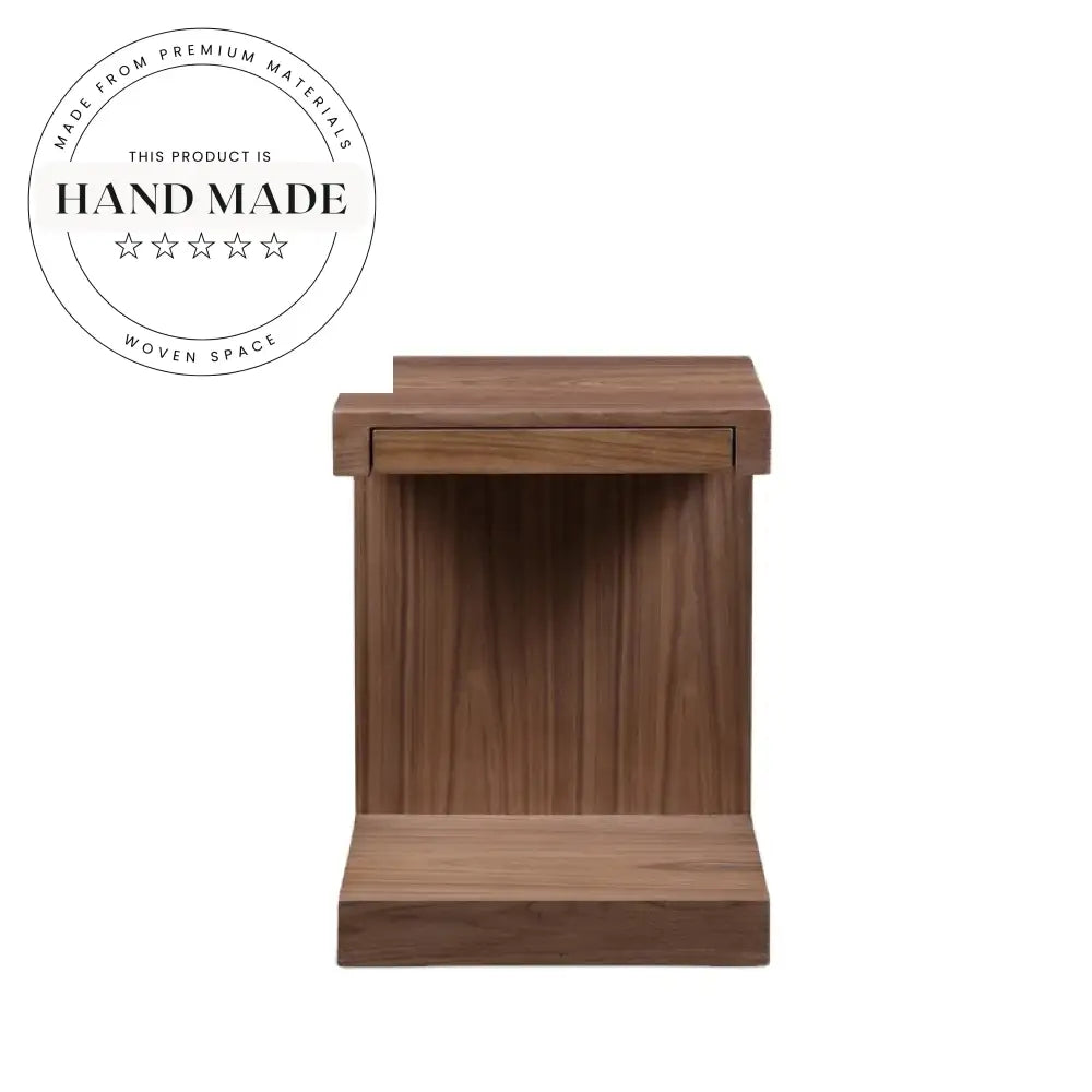 Modern Nordic Solid Wood Walnut Finish 40cm Square Side Table