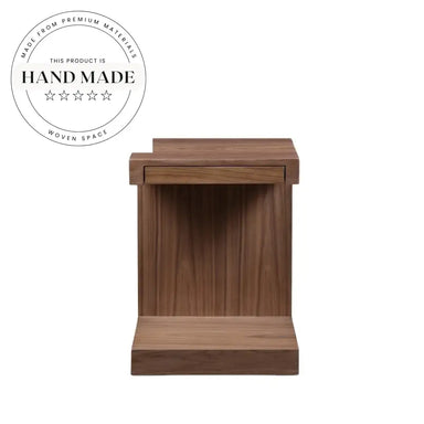 Modern Nordic Solid Wood Walnut Finish 40cm Square Side Table