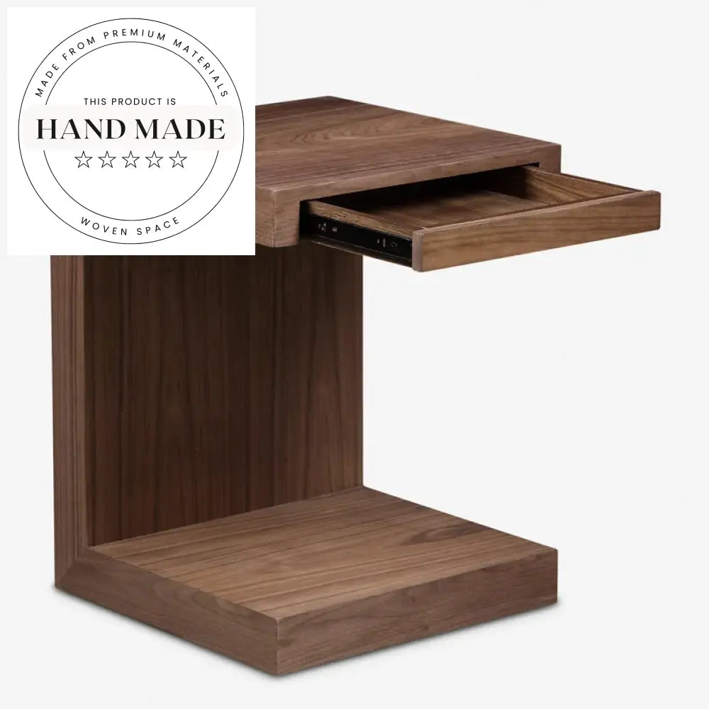 Modern Nordic Solid Wood Walnut Finish 40cm Square Side Table