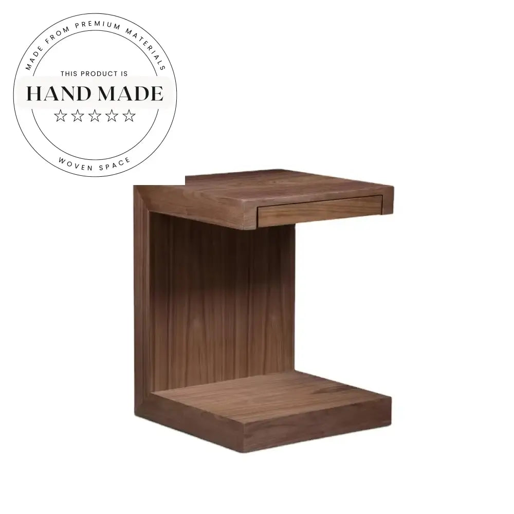 Modern Nordic Solid Wood Walnut Finish 40cm Square Side Table