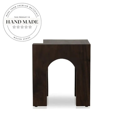 Modern Nordic Square Dark Wood Sofa Corner End Side Table