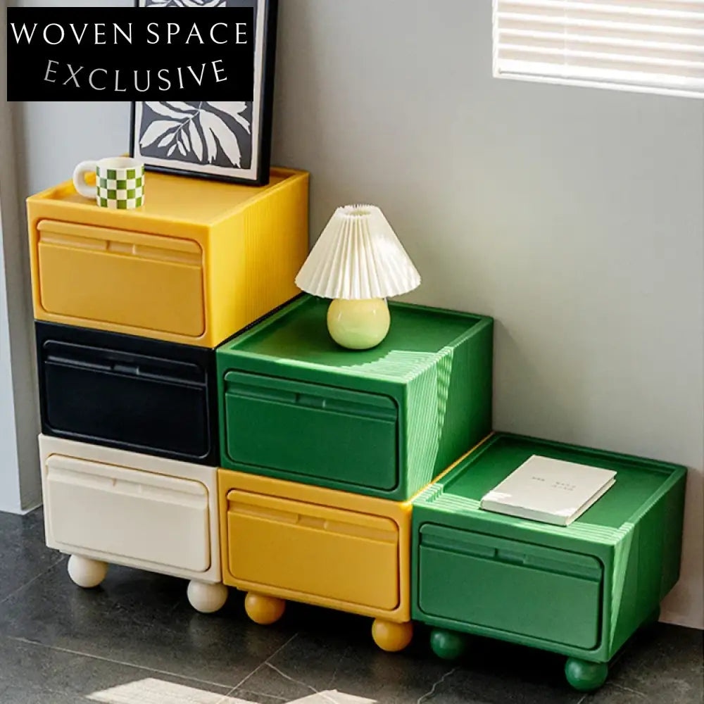 Modern Nordic Square Plastic Storage Cabinet with Single Drawer