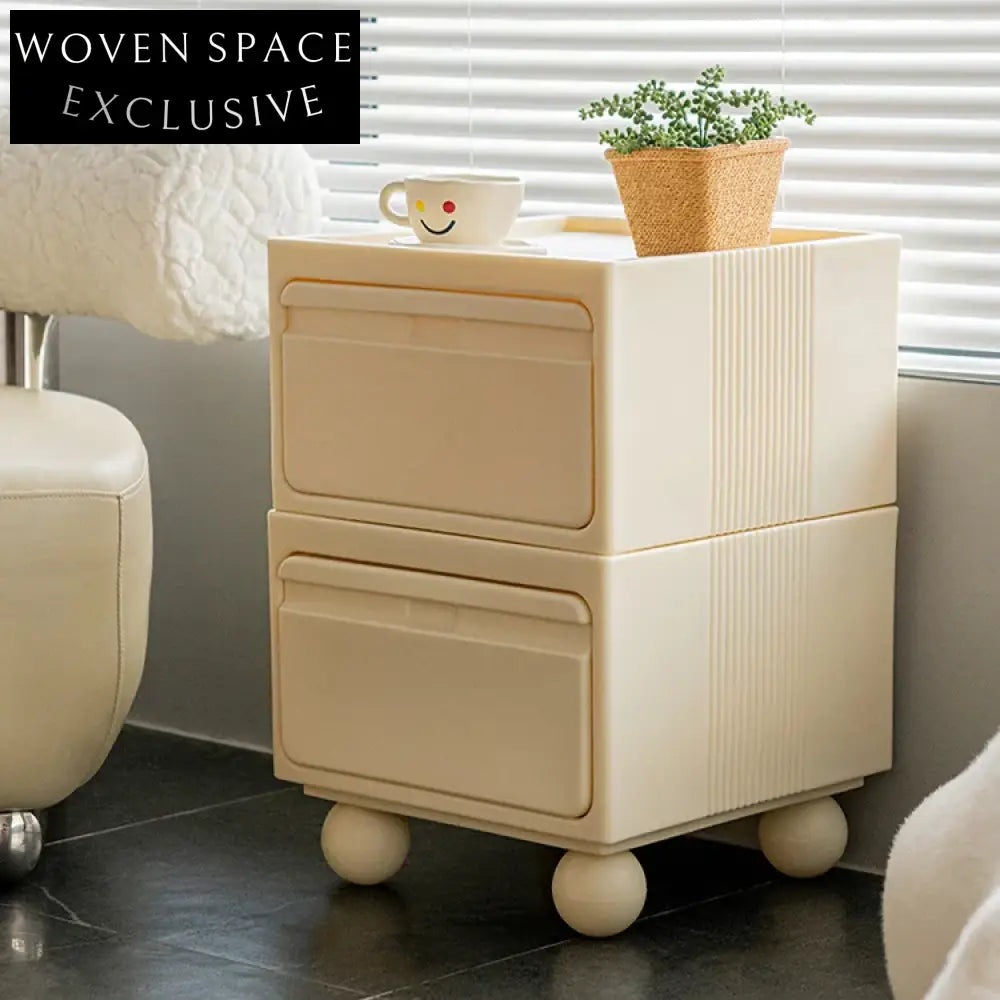 Modern Nordic Square Plastic Storage Cabinet with Single Drawer