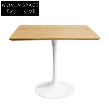 Modern Nordic Square Solid Wood Dining Table with Fiberglass Base