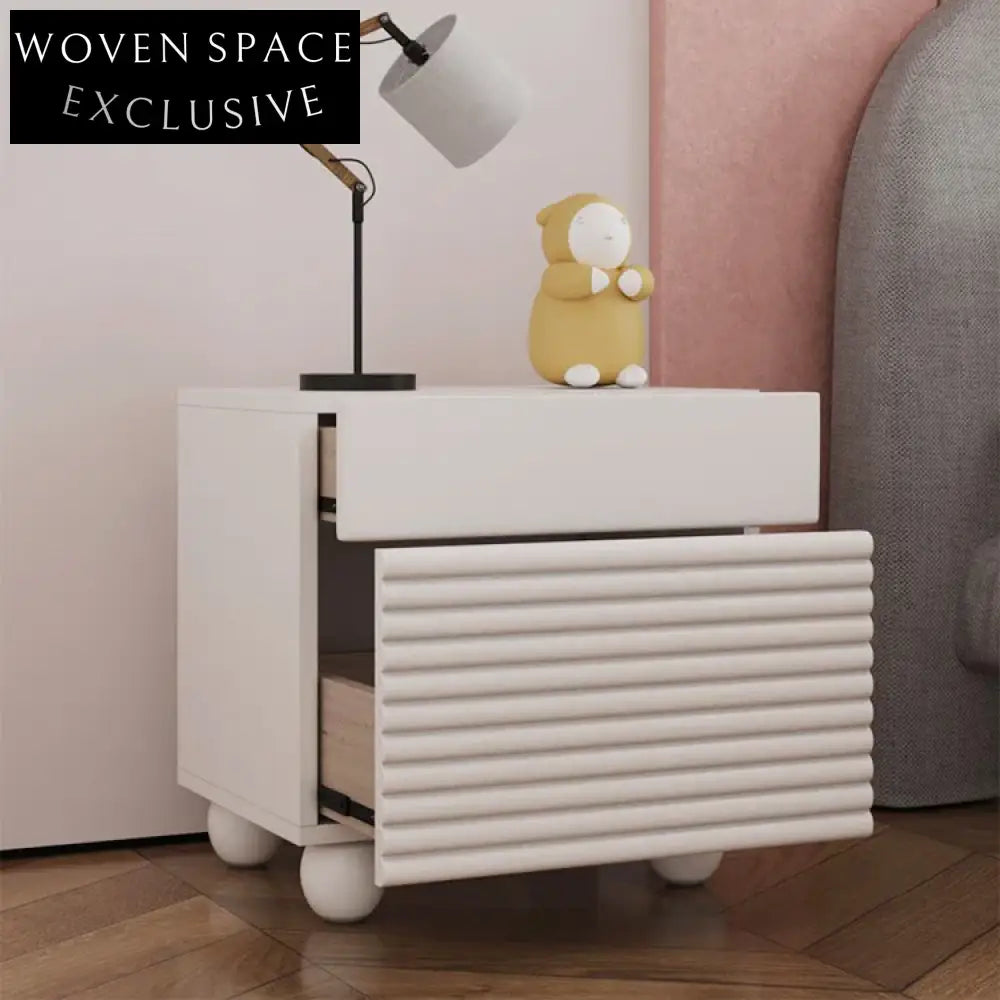 Modern Nordic Square Solid Wood Plywood Nightstand Bedside End Table