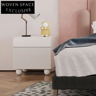 Modern Nordic Square Solid Wood Plywood Nightstand Bedside End Table