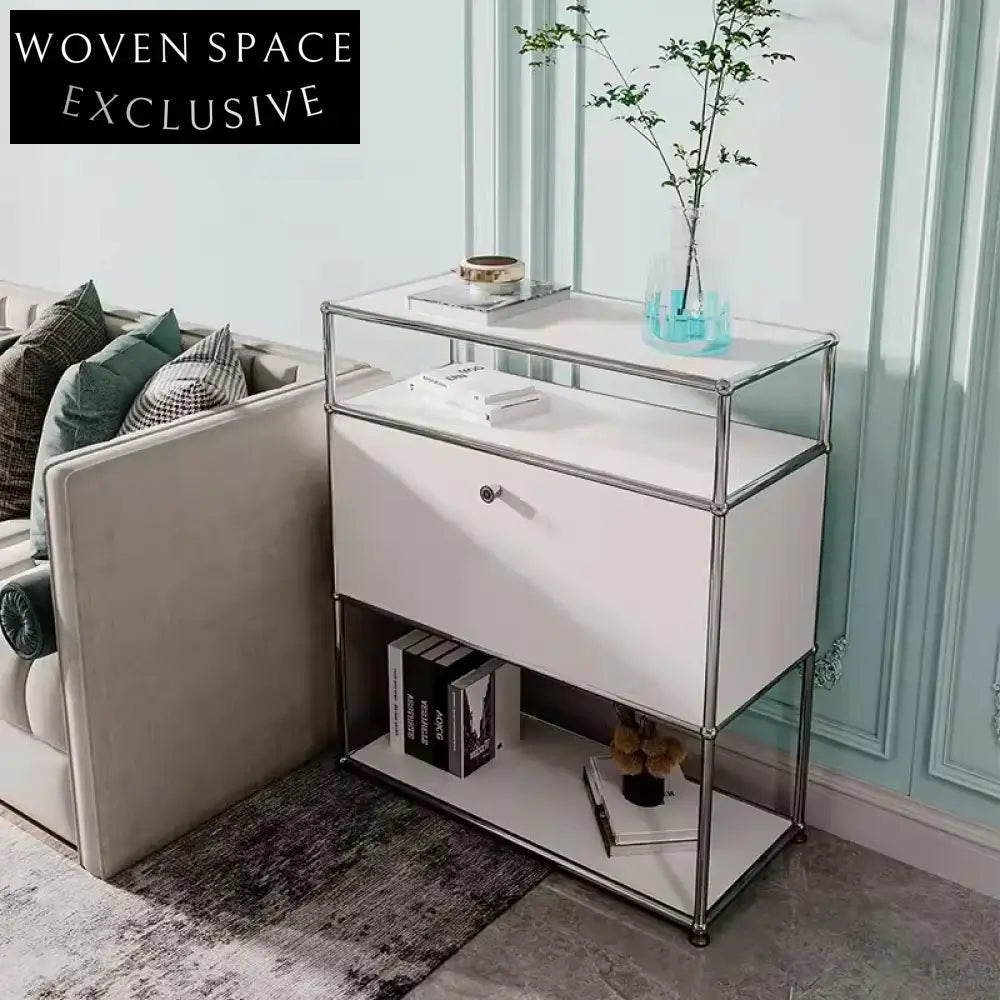 Modern Nordic Stainless Steel Console Cabinet - Versatile Storage Sideboard for Home