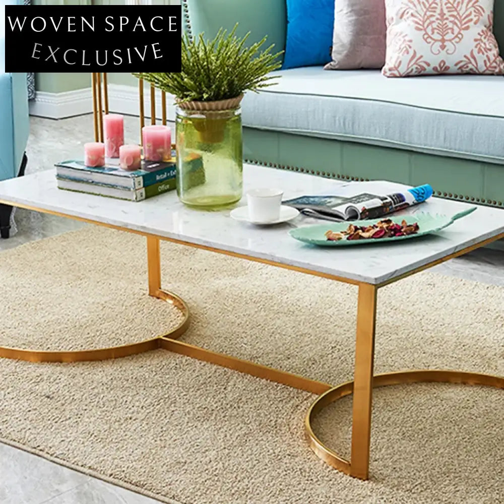 Modern Nordic Stainless Steel Marble Coffee Table - Rectangular and Round Styles