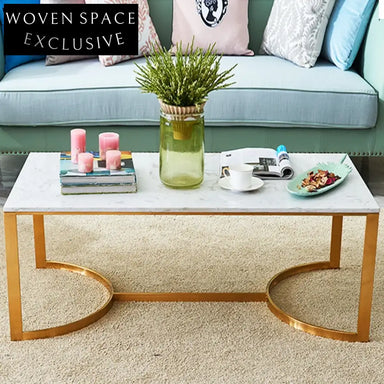 Modern Nordic Stainless Steel Marble Coffee Table - Rectangular and Round Styles