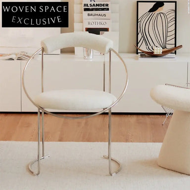 Modern Nordic Stainless Steel Upholstered Metal Leisure Dining Side Chair