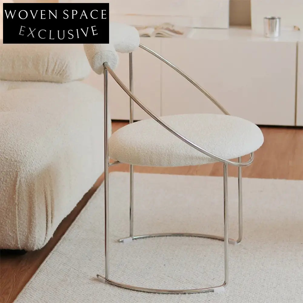 Modern Nordic Stainless Steel Upholstered Metal Leisure Dining Side Chair