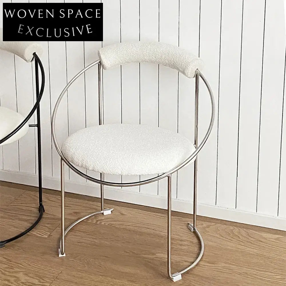 Modern Nordic Stainless Steel Upholstered Metal Leisure Dining Side Chair