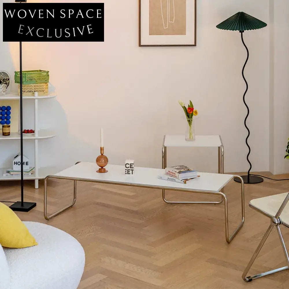 Modern Nordic Stainless Wood Top Combination Living Room Coffee Table Set