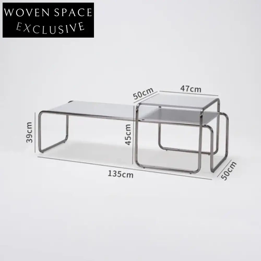 Modern Nordic Stainless Wood Top Combination Living Room Coffee Table Set