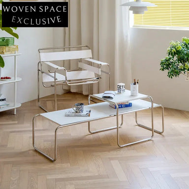 Modern Nordic Stainless Wood Top Combination Living Room Coffee Table Set