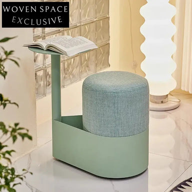 Modern Nordic Storage Ottoman with Round Table and Creative Accent Piece