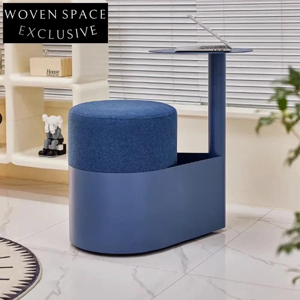 Modern Nordic Storage Ottoman with Round Table and Creative Accent Piece