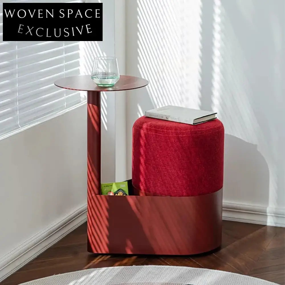 Modern Nordic Storage Ottoman with Round Table and Creative Accent Piece