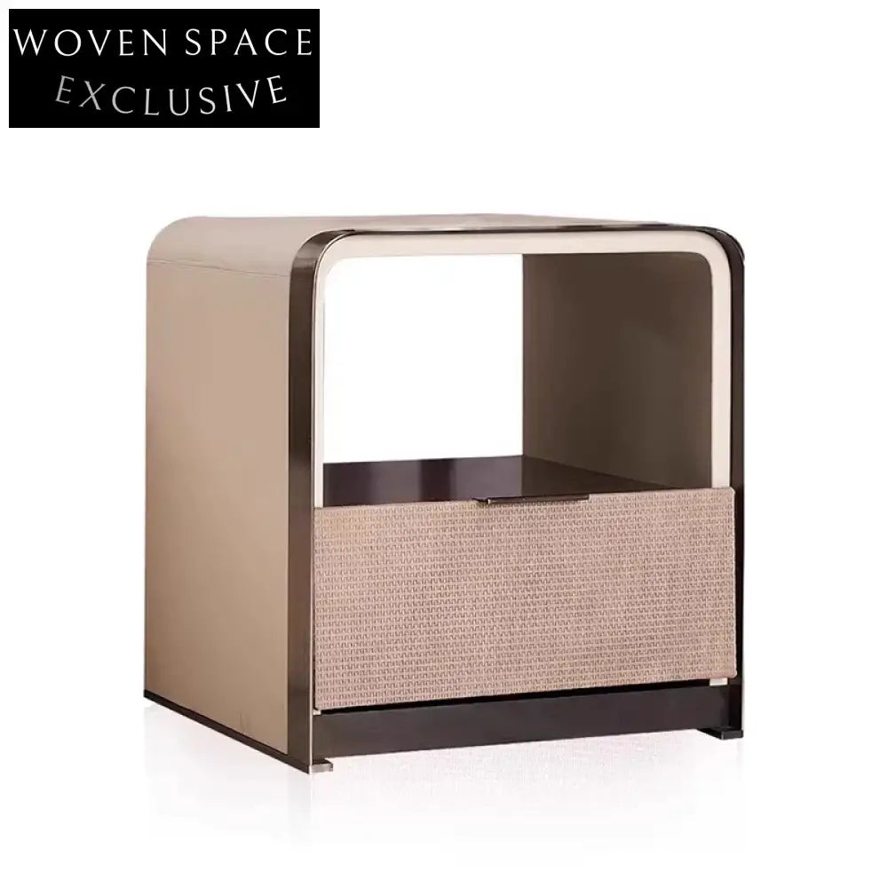 Modern Nordic Style Leather Nightstand with Drawer, Elegant Bedroom Side Table