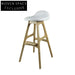Modern Nordic Style Leather Soft Seat Wooden Legs High Bar Stool