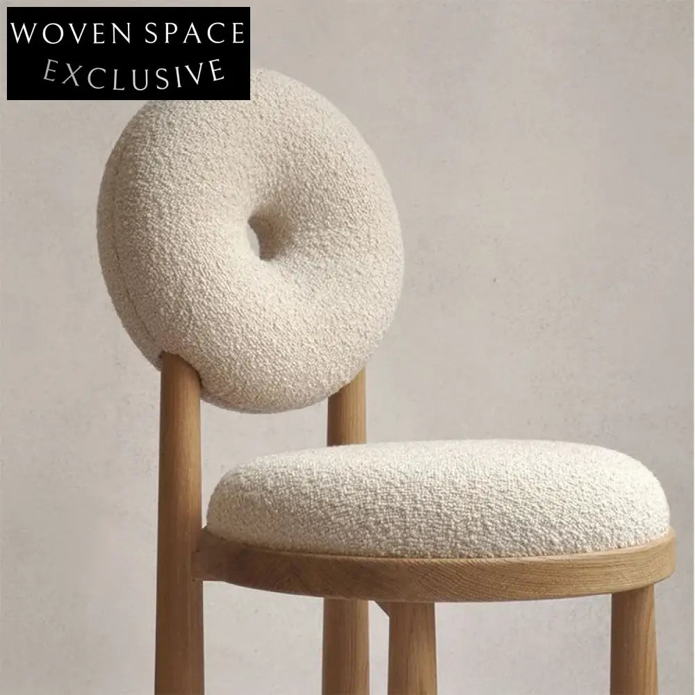 Modern Nordic Style Teddy Fabric High Back Upholstered Wood Dining Chair