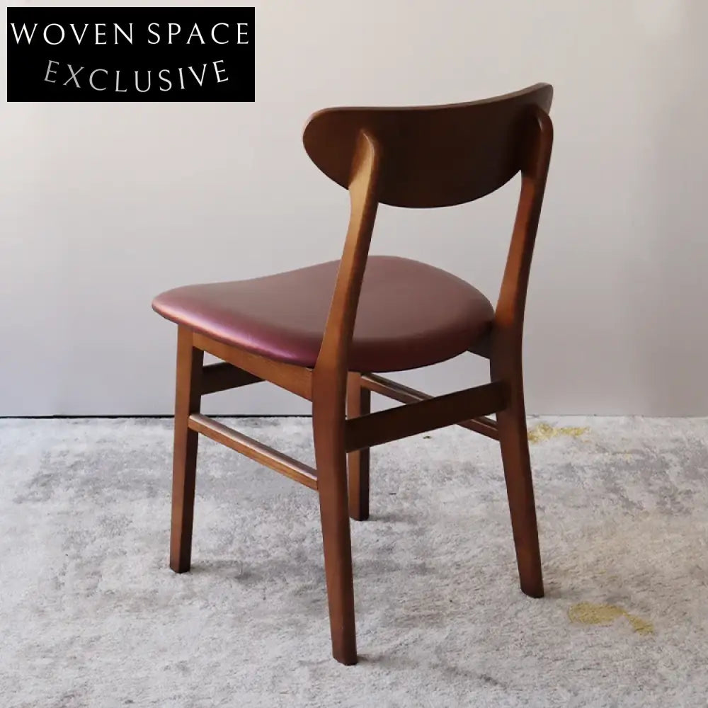 Modern Nordic Style Wooden Dining Chair with PU Leather Seat for Restaurant Home