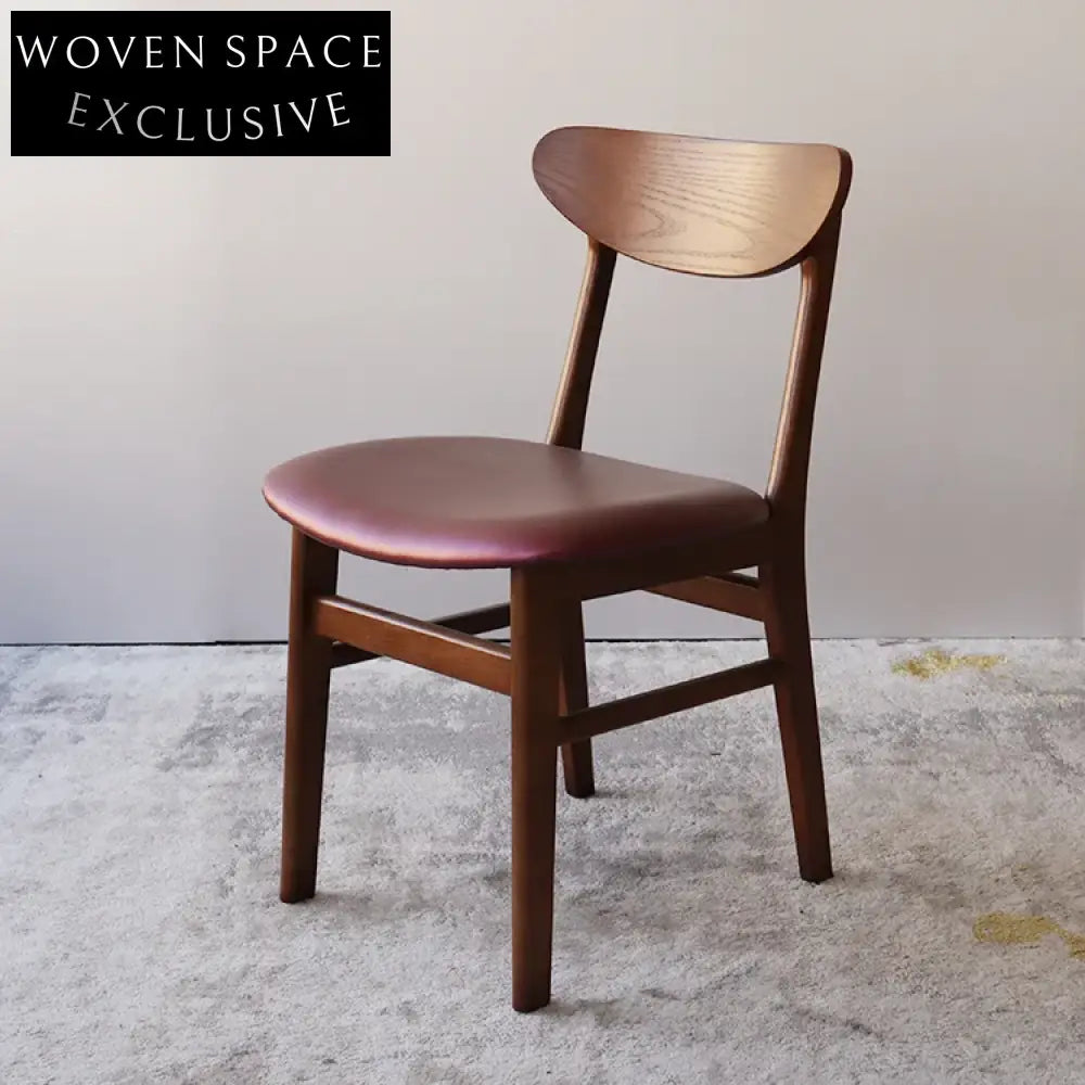 Modern Nordic Style Wooden Dining Chair with PU Leather Seat for Restaurant Home