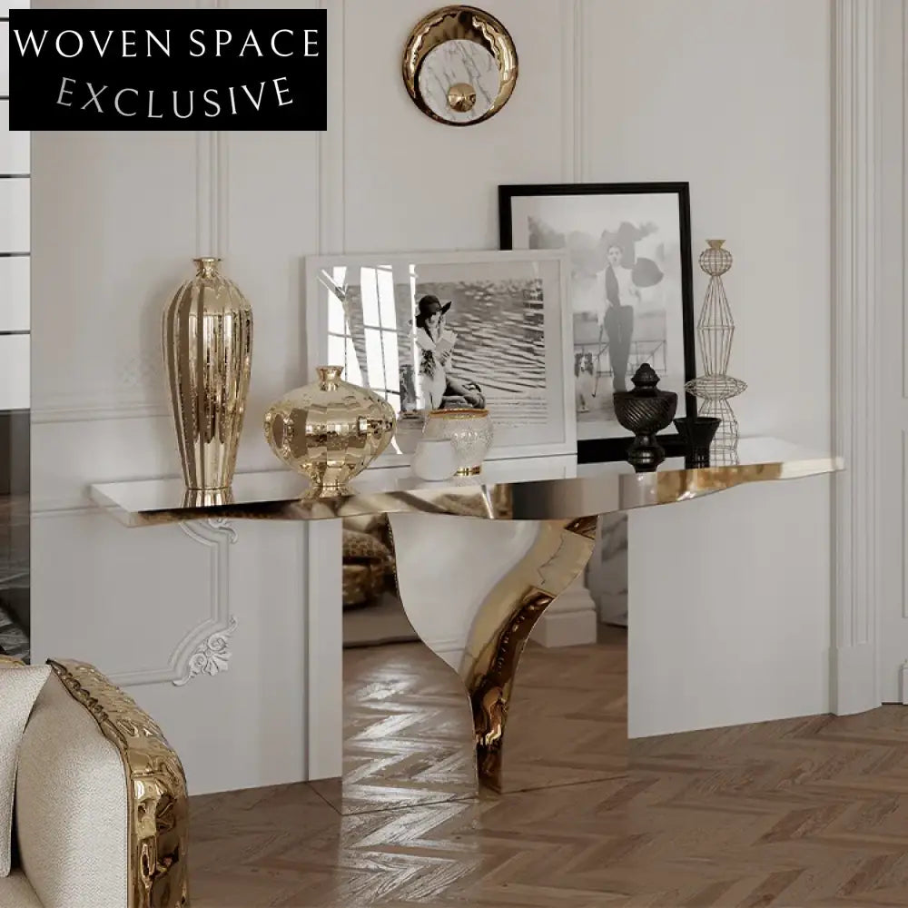 Modern Nordic T-Shape Black Metal Gold Console Table for Hallway Bedroom